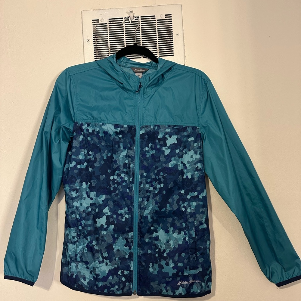 Eddie Bauer Teal and Navy Womens Raincoat